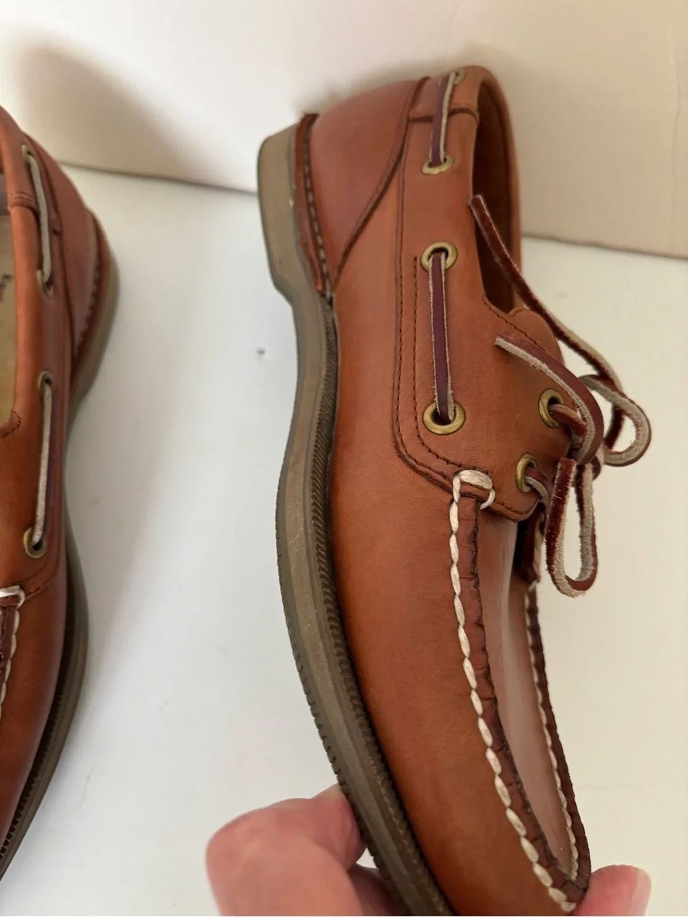 ROCKPORT Men’s Tan Leather Boat Shoes Size 8.5